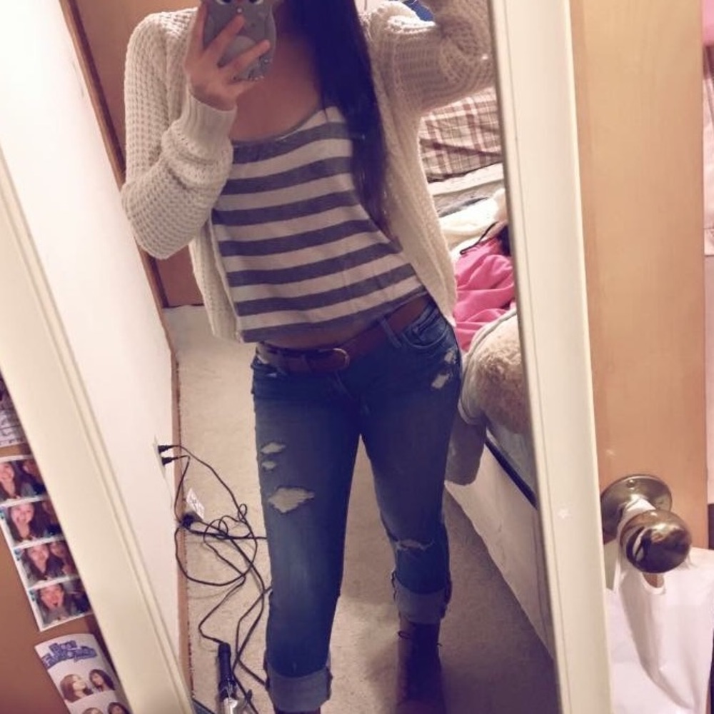 Gray and white tank